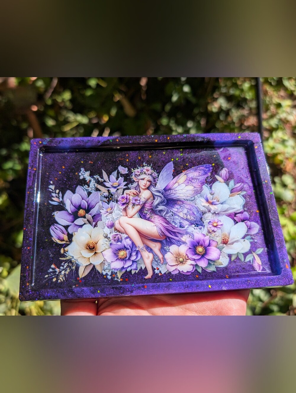 Handmade Floral Fairy Resin Trinket Tray